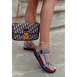 Sandales Classiques Femme Avec fermeture scratch Bleu Clair Kalla 8