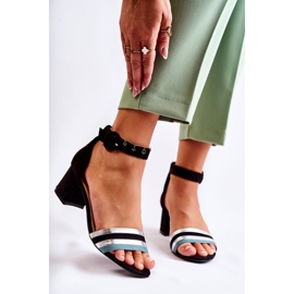PG1 Sandales en daim à la mode sur un talon bas noir Nallia le noir bleu argent 1