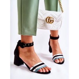 PG1 Sandales en daim à la mode sur un talon bas noir Nallia le noir bleu argent 5