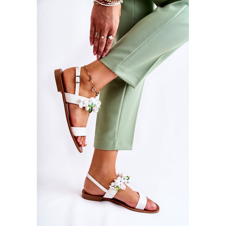 WS1 Sandales à la mode avec des perles Hally blanches 2