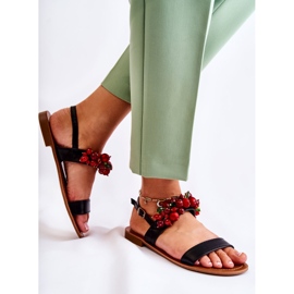 Sandales à la mode avec des perles Hally noires le noir 3