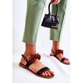 Sandales à la mode avec des perles Hally noires le noir 5