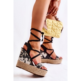 WS1 Sandales compensées noires nouées à la mode Recife 1