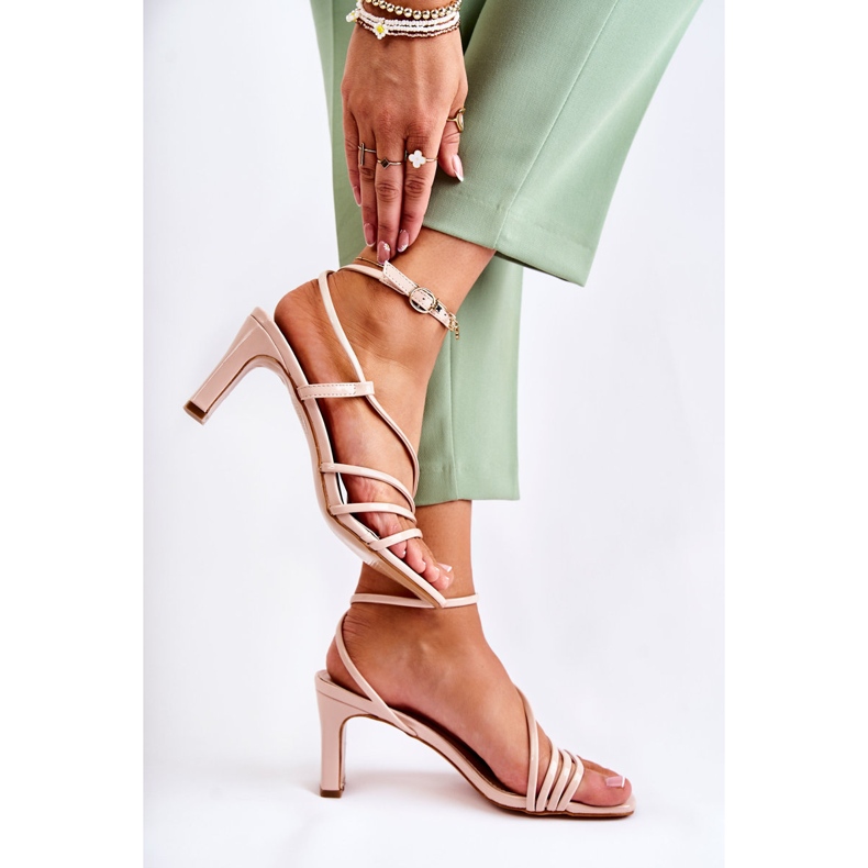 WS1 Sandales Laquées Classiques à Talons Hauts Beige Milani 2