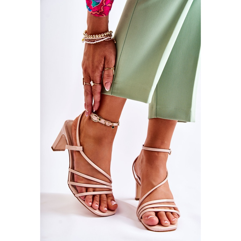 WS1 Sandales Laquées Classiques à Talons Hauts Beige Milani 1