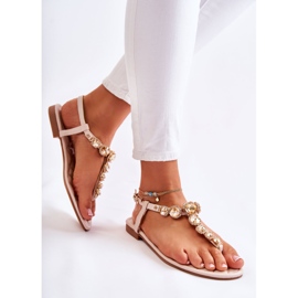 PG2 Sandales Tongs Femme Avec Ceinture Décorative Beige Juliana 2 PG2 Sandales Tongs Femme Avec Ceinture Décorative Beige Juliana 2