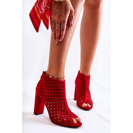 WT1 Bottes Jenissa en daim ajouré rouge 1