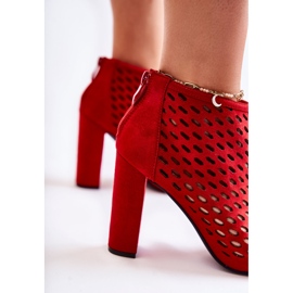 WT1 Bottes Jenissa en daim ajouré rouge 5