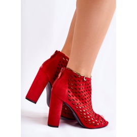 WT1 Bottes Jenissa en daim ajouré rouge 4