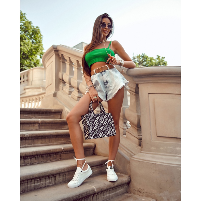 Baskets en cuir pour femmes avec l'inscription Big Star EE274316 White blanc 1