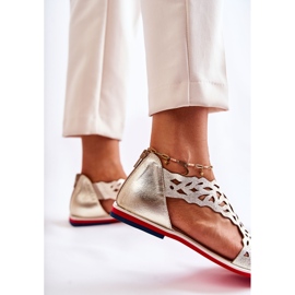 PA2 Sandales Cuir Léger Ajouré Doré Alima 2