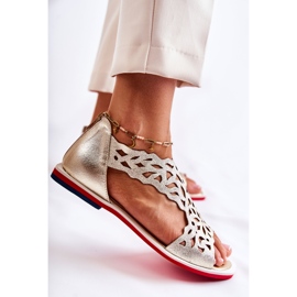 PA2 Sandales Cuir Léger Ajouré Doré Alima 1