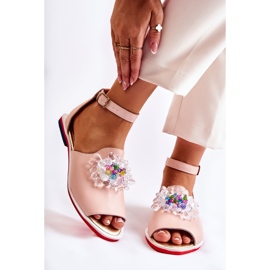 Sandales Femme En Cuir Avec Une Décoration Nevassa Rose Vif 1