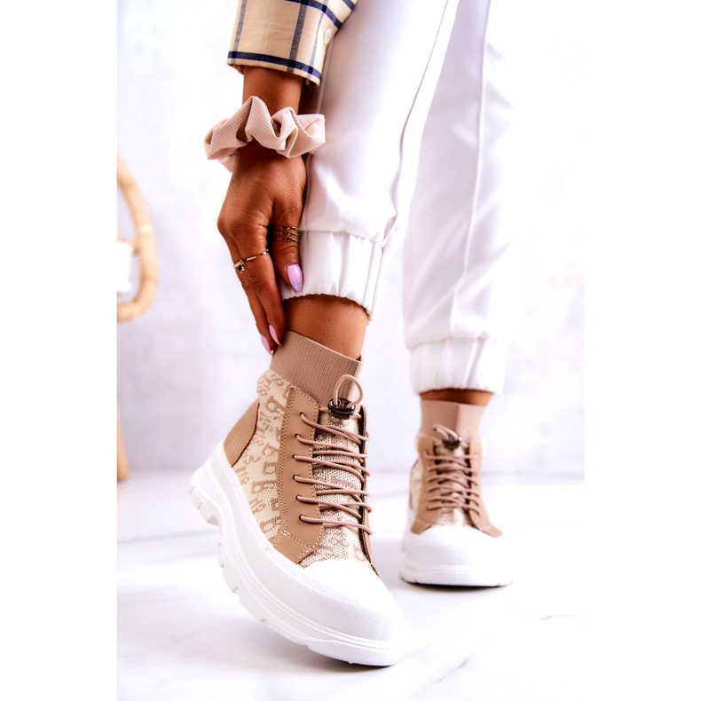 FW1 Baskets à la mode High Sock Beige Collin 1