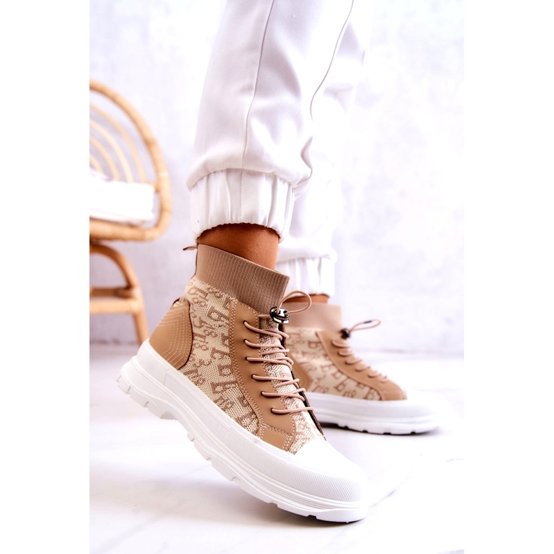 FW1 Baskets à la mode High Sock Beige Collin 2