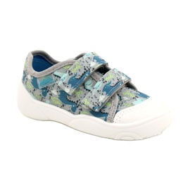 Befado chaussures pour enfants 907P156 Dino bleu gris vert 1