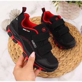 Chaussures de trekking imperméables pour enfants American Club noires et rouges le noir 1