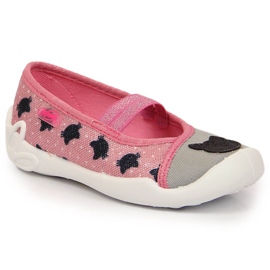 Chaussons pour filles sur bande élastique avec slip chat rose Befado 2