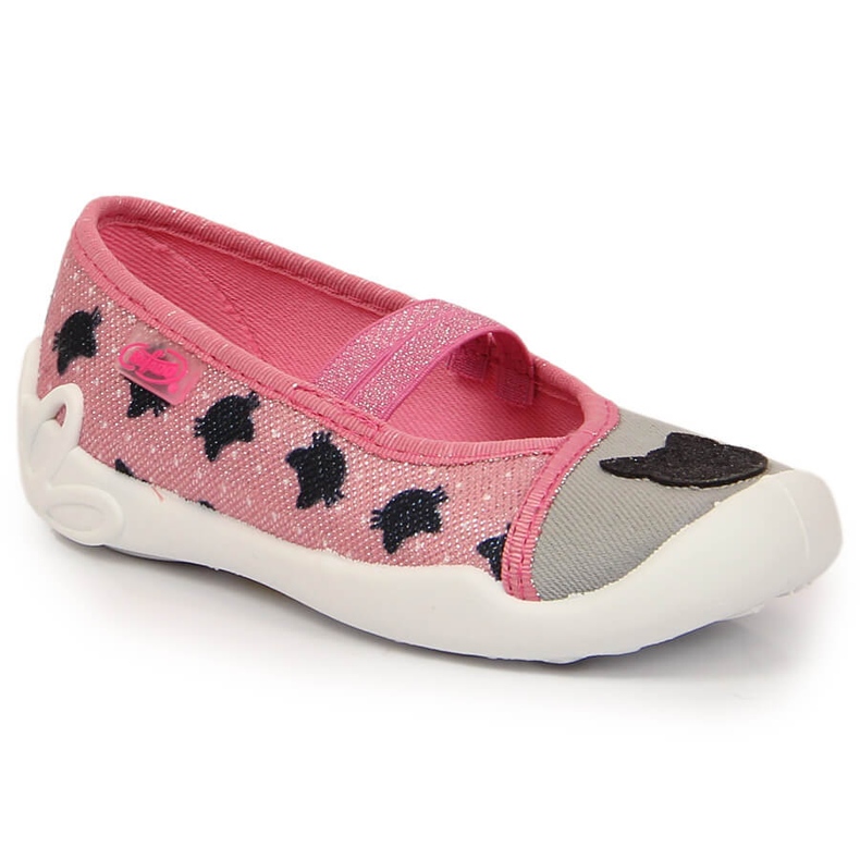 Chaussons pour filles sur bande élastique avec slip chat rose Befado 2