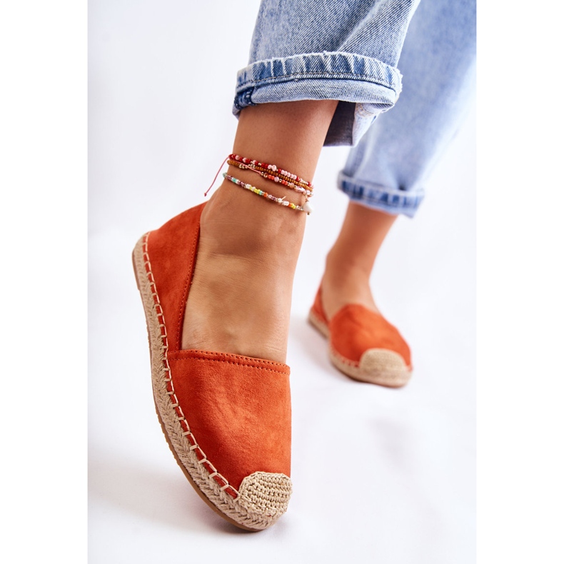PG1 Espadrilles classiques en daim orange pour femmes Clarice 1