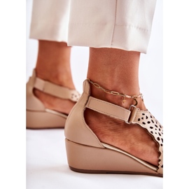 Sandales Cuir Ajourées Sur Compensées Beige Sellena 2