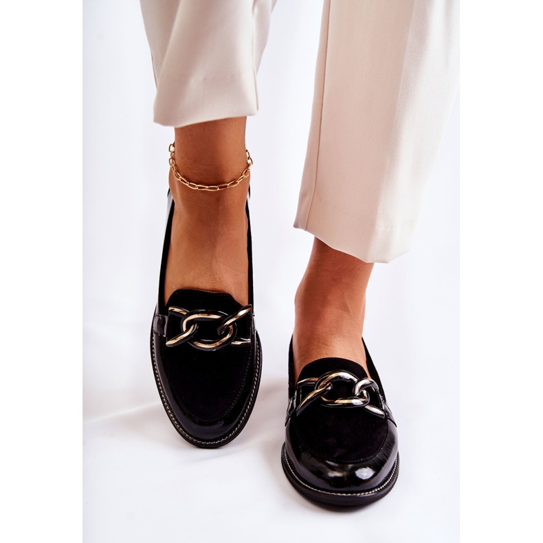 Mocassins Classiques Avec Chaîne Laura Messi 2531 Noir 2