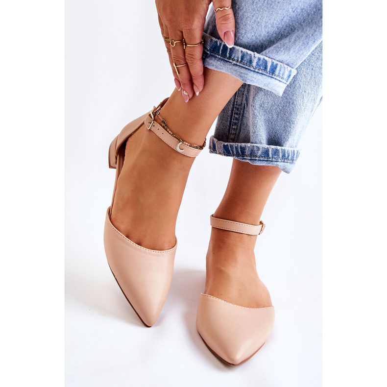 WD1 Sandales ballerines pour femmes en cuir beige Spitz Caprise 1