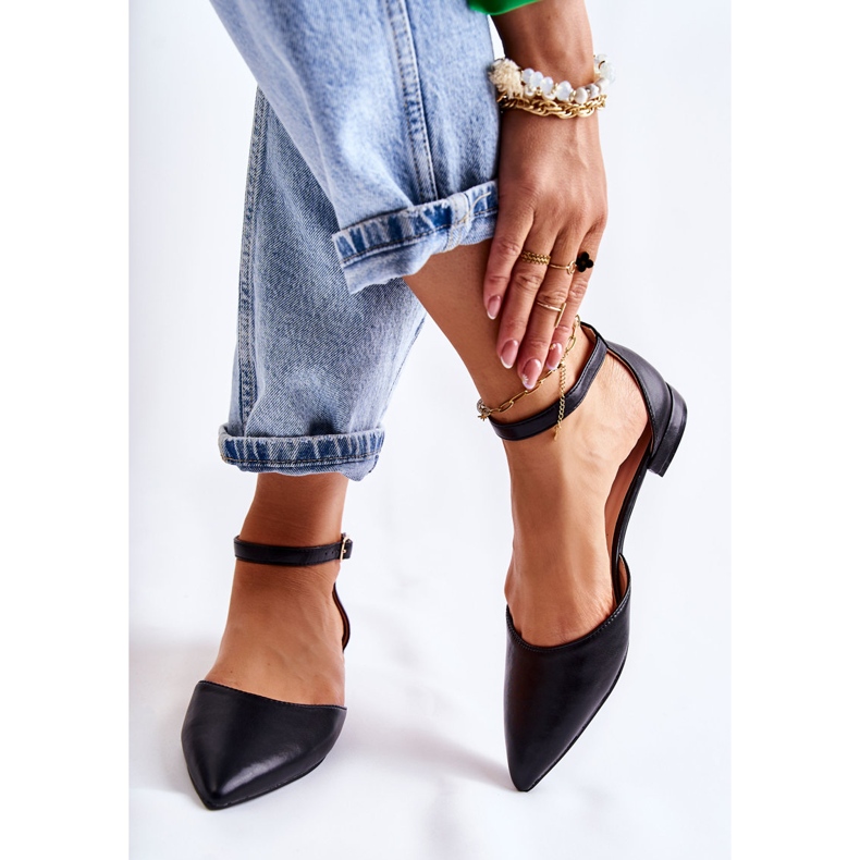 WD1 Sandales Ballerines En Cuir Pour Femmes En Spitz Noir Caprise le noir 2