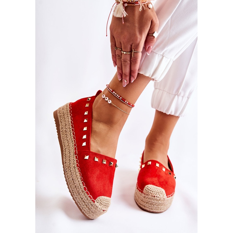 WT1 Espadrilles pour femmes avec clous Laross rouges 1