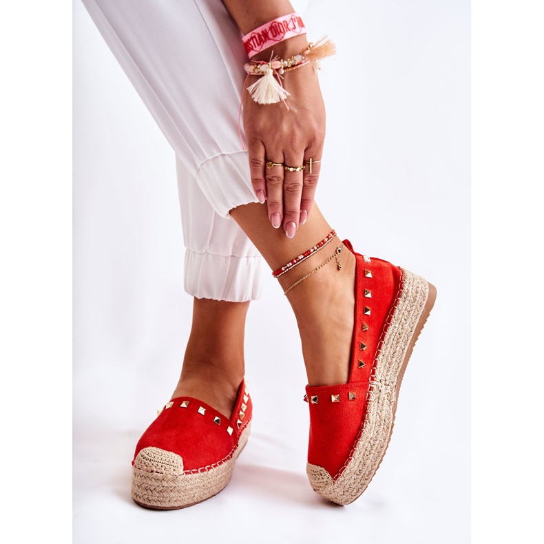 WT1 Espadrilles pour femmes avec clous Laross rouges 2