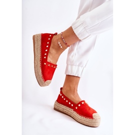 WT1 Espadrilles pour femmes avec clous Laross rouges 5