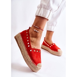 WT1 Espadrilles pour femmes avec clous Laross rouges 3