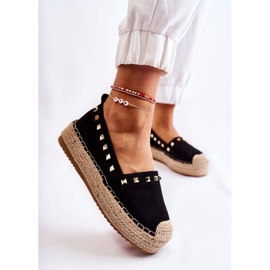 WT1 Espadrilles à Clous pour Femme Noir Laross 2