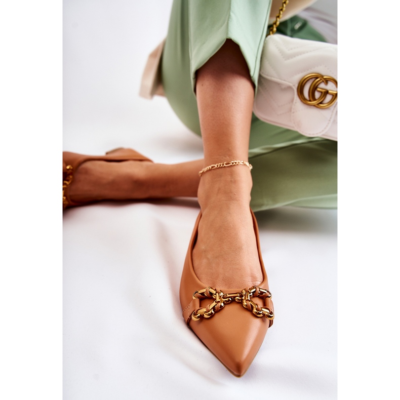 WS1 Ballerines Femme En Spitz Avec Décoration Camel Carlos brun 1