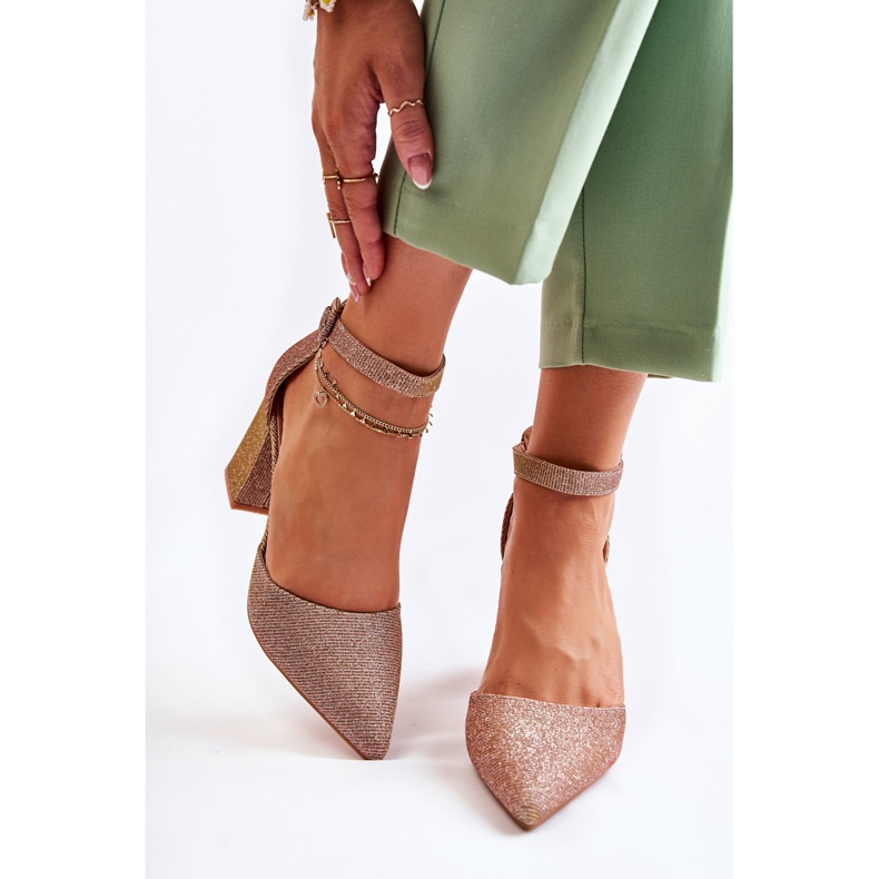 WS1 Shiny Pumps On A Bar Or foncé Amira d'or 1