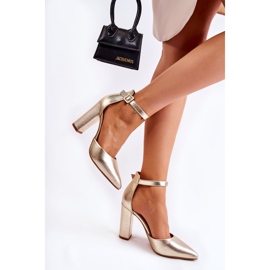 WS1 Escarpins En Cuir Sur Un Haut Pilier Salira Doré 2