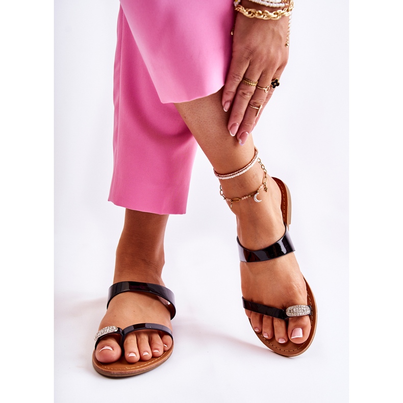 WS1 Tongs Laquées Femme Noir Jimena 2