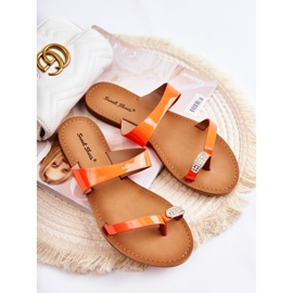 WS1 Tongs Laquées Femme Orange Fluo Jimena 1