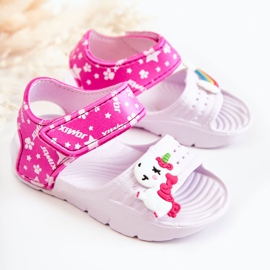 WJ1 Sandales légères pour enfants avec décorations fidèles blanches et roses 1