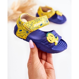 WJ1 Sandales légères pour enfants avec décorations fidèles bleu marine et jaune 1