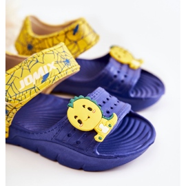 WJ1 Sandales légères pour enfants avec décorations fidèles bleu marine et jaune 2