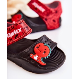 WJ1 Sandales légères pour enfants avec décorations fidèles noires et rouges 2