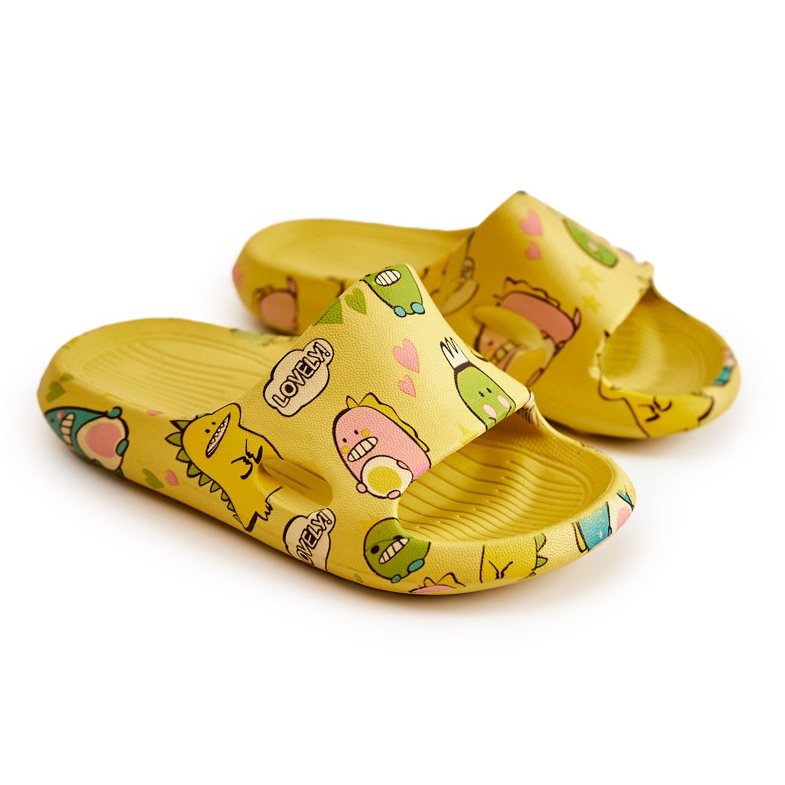WJ1 Chaussons Enfant Légers Dinosaures Jaune Astro 2