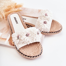 WJ1 Chaussons Femme Avec Fleurs En Tissu Blanc Susana blanche 2 WJ1 Chaussons Femme Avec Fleurs En Tissu Blanc Susana blanche 2