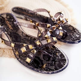 WJ1 Tongs en caoutchouc pour femme Noir Monise 2