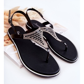 WJ1 Sandales Tongs Femme Avec Ornements Noir Atlanta 1
