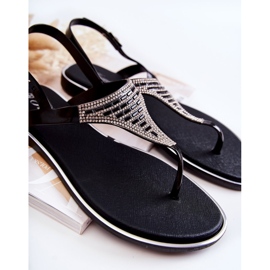 WJ1 Sandales Tongs Femme Avec Ornements Noir Atlanta 2