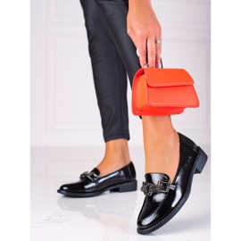 SHELOVET Mocassins femme laqués noir 2