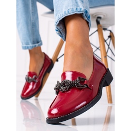 SHELOVET Mocassins femme laqués rouge 2