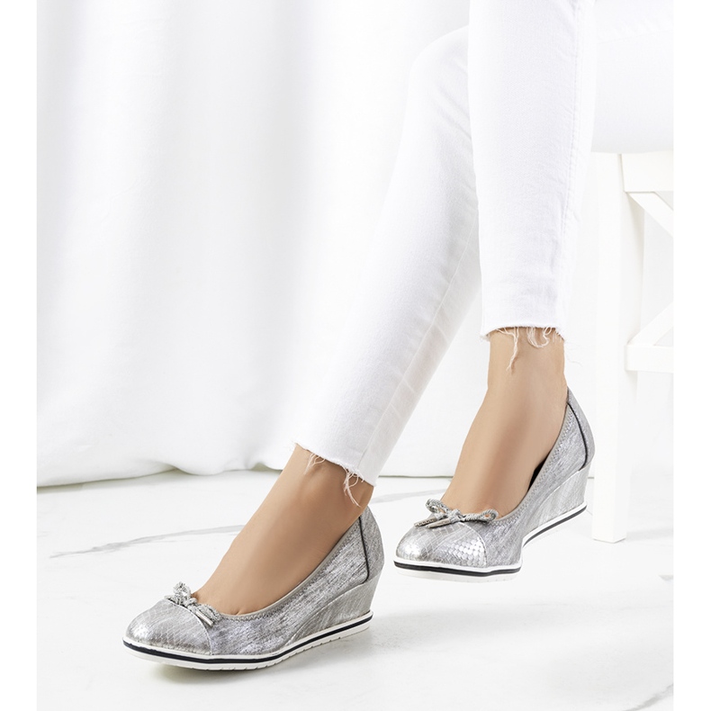 Baskets compensées argentées Blance 2